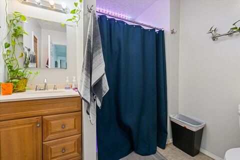 Bathroom vanity with wood cabinet