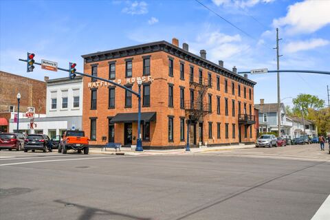 The Hatfield House at the corner of East Main and Mulberry Streets in downtown Troy, Ohio